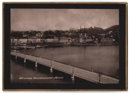 Fotografie unbekannter Fotograf, Ansicht Lucerne, Blick auf die Promenade mit Hotel Schweizerhof