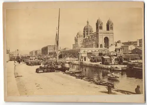 Fotografie ND Phot., Marseille, Ansicht Marseille, la Tourelle et la Cathedrale, Hafenpartie, Frachthafen