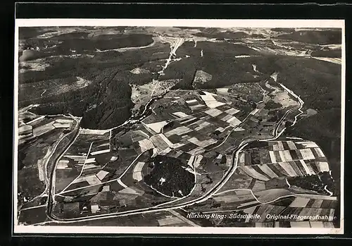 AK Nürburg, Südschleife des Nürburg-Rings, orig. Fliegeraufnahme