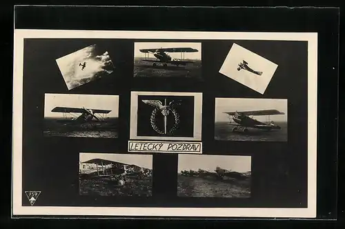 AK Tschechische Flugzeuge in verschiedenen Ansichten, Letecký Pozdrav