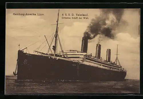 AK Passagierschiff Vaterland der Hamburg-Amerika Linie