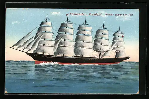 AK Fünfmaster Preussen, grösstes Segelschiff der Welt