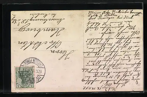 AK Kriegsschiff SMS Stettin bei schwerem Wetter