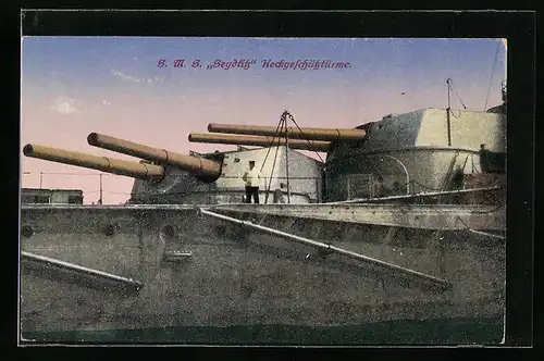 AK Kriegsschiff SMS Seydlitz, Heckgeschütztürme