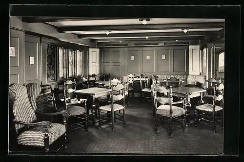 AK Passagierschiff Deutschland, Hamburg-Amerika Linie, Gesellschaftszimmer, Touristen-Klasse