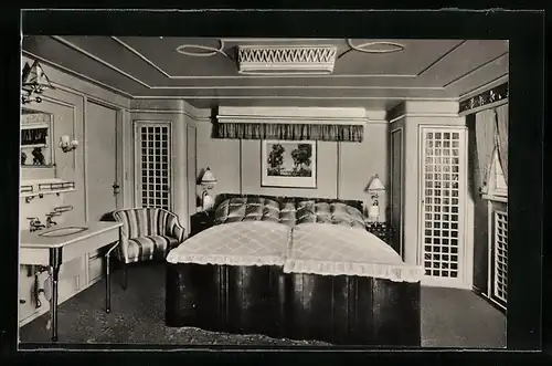 AK Luxuskabine eines Passagierschiffes der Hamburg-Amerika Linie