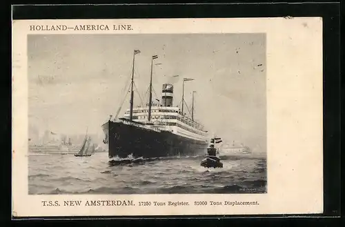 AK Passagierschiff T. S. S. New Amsterdam vor der Küste