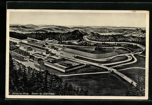 AK Adenau, Der Nürburg-Ring, Start- u. Ziel-Platz