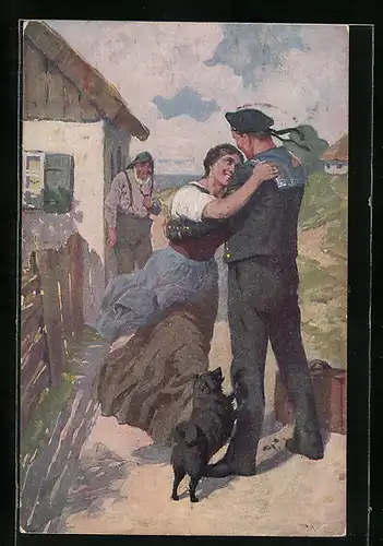 Künstler-AK Heimkehr, Matrosenliebe