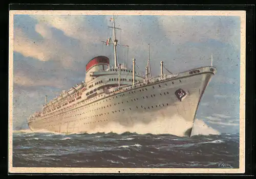 Künstler-AK Passagierschiff Augustus auf hoher See, Società di Navigazione Genova