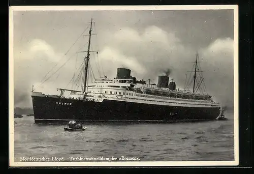 AK Passagierschiff, Turbinen Schnelldampfer Bremen