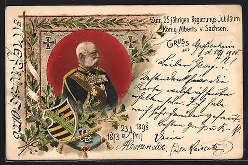 AK Zum fünfundzwanzigjährigen Regierungs Jubiläum König Alberts von Sachsen, 1898