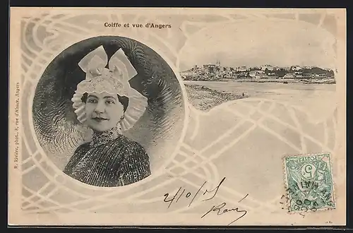 AK Angers, Coiffe et vue d`Angers