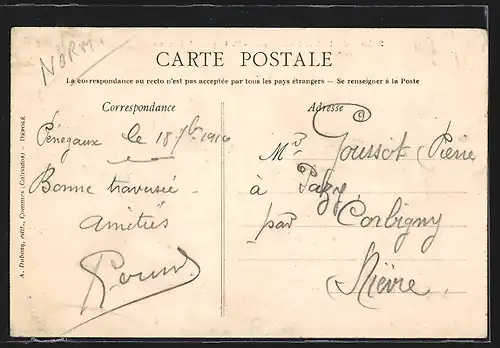 AK En Normandie, La partie de Dominos, Paar beim Domino