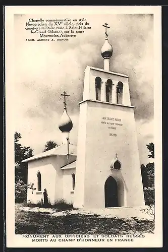 AK Saint-Hilaire le-Grand, Monument aux Officiers et Soldats Russes Morts au Champ d`Honneur en France