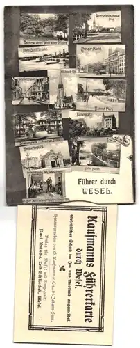Leporello-AK Wesel, Grosser Markt und weitere Ansichten der Ortschaft, Infobroschüre im Umschlag
