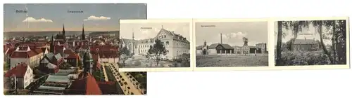 Leporello-AK Bottrop, Gesamtansicht, Pferdemarkt, Kaiser-Wilhelm-Denkmal, Marienhospital
