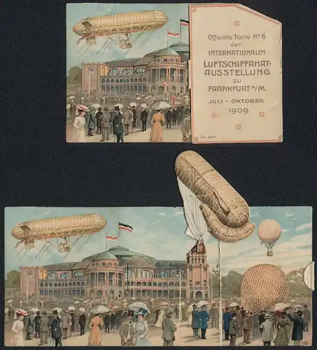 Mechanische-AK Frankfurt a.M., Internationale Luftschiffahrt-Ausstellung 1909, Aufsteigende Ballone