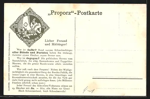 AK Majorz und Proporz, Für Proporz & Wahlgerechtigkeit 1910, Arbeiterbewegung