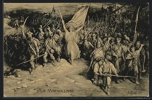 Künstler-AK La Marseillaise führt Kämpfer in die Schlacht