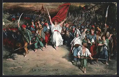 Künstler-AK La Marseillaise führt Kämpfer in die Schlacht
