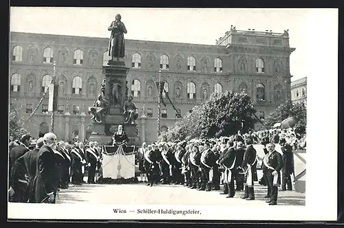 AK Wien, Schiller-Huldigungsfeier am Denkmal