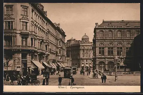 AK Wien, Operngasse mit Strassenbahnen