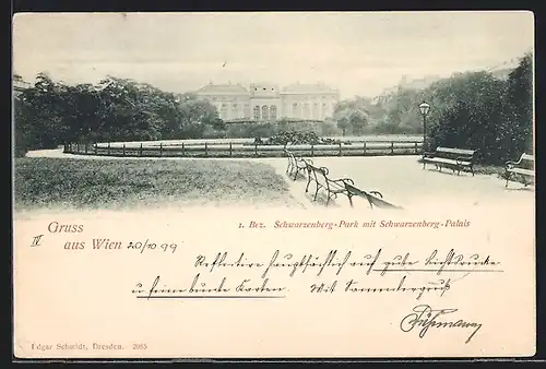 AK Wien, 1. Bezirk, Schwarzenberg-Park mit Schwarzenberg-Palais