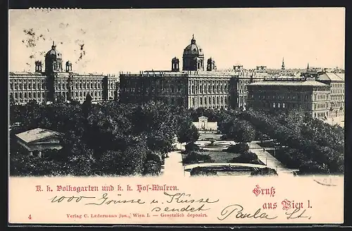 AK Wien, K. k. Volksgarten und k. k. Hof-Museen