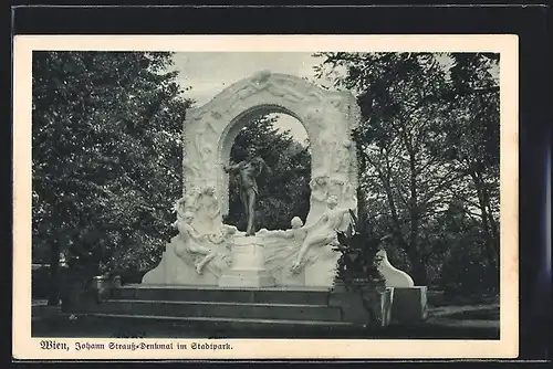 AK Deutscher Schulverein NR 1433: Wien, Johann Strauss-Denkmal im Stadtpark