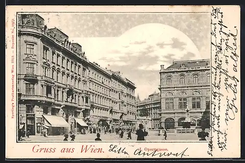 AK Wien, Strasse Operngasse mit Cafe