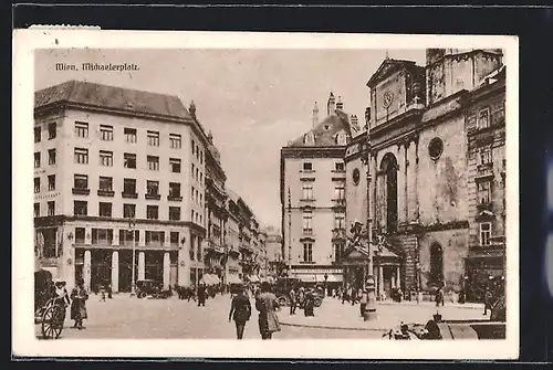 AK Wien, Passanten auf dem Michaelerplatz