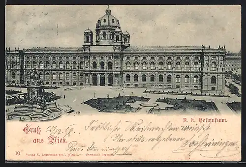 AK Wien, K. k. Hofmuseum mit Denkmal