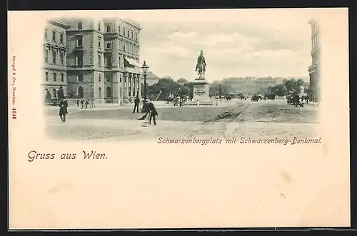 AK Wien, Schwarzenbergplatz mit Schwarzenberg-Denkmal