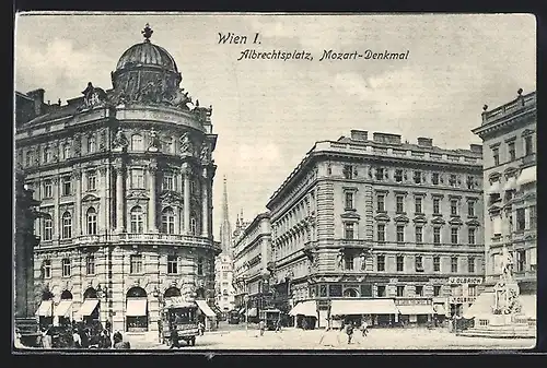 AK Wien, Albrechtsplatz mit Mozart-Denkmal