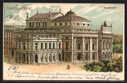 Lithographie Wien, Motiv vom Burgtheater