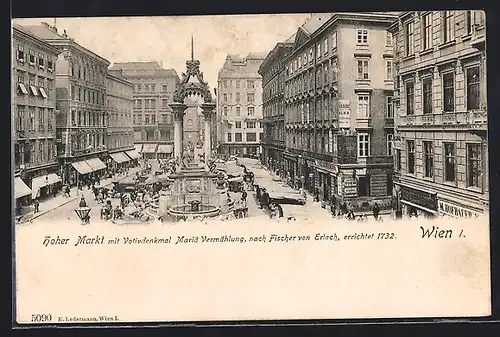 AK Wien, Hoher Markt mit Votivdenkmal Mariä Vermählung errichtet 1732