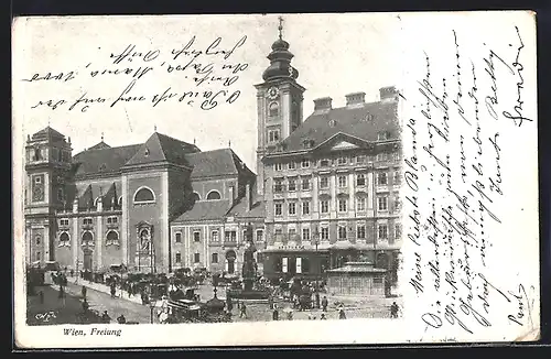 AK Wien, Freiung mit Apotheke und Brunnen