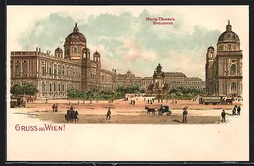 Lithographie Wien, Platz am Maria-Theresia Monument