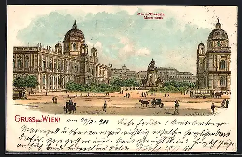 Lithographie Wien, Maria Theresia Monument