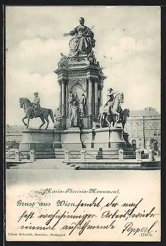 AK Wien, Maria Theresia-Monument auf dem Maria Theresien Platz