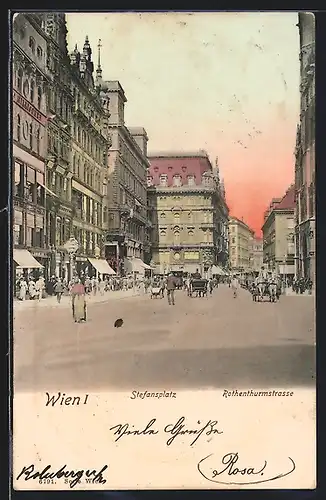 AK Wien, Blick vom Stefansplatz in die Rothenthurmstrasse