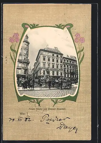AK Wien, Neuer Markt mit Donner Brunnen