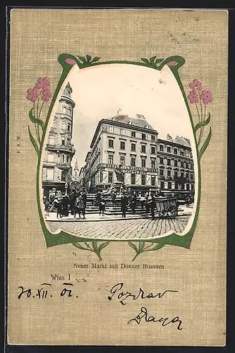 AK Wien, Neuer Markt mit Donner Brunnen