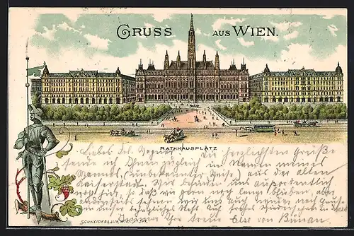Lithographie Wien, Blick über den Rathausplatz