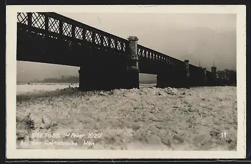 AK Wien, Eisstoss im Februar 1929 bei der Reichsbrücke