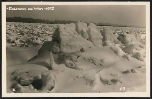 AK Wien, Eisstoss auf der Donau 1929