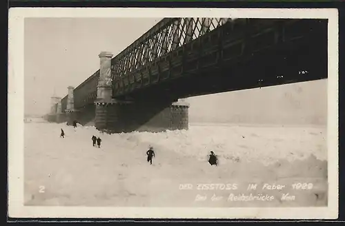 AK Wien, Eisstoss 1929, Bei der Reichsbrücke