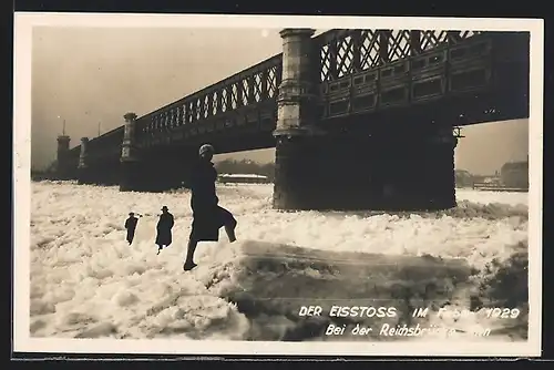 AK Wien, Der Eisstoss im Februar 1929 bei der Reichsbrücke