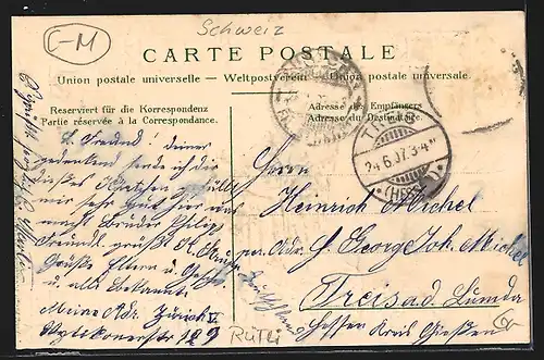 AK Schweiz, Rütlischwur mit Schweizer Wappen